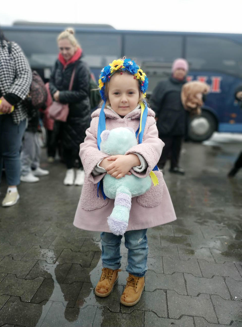 A little girl poses for a photo. She was safely evacuated along with her family. (Courtesy Operation White Stork)