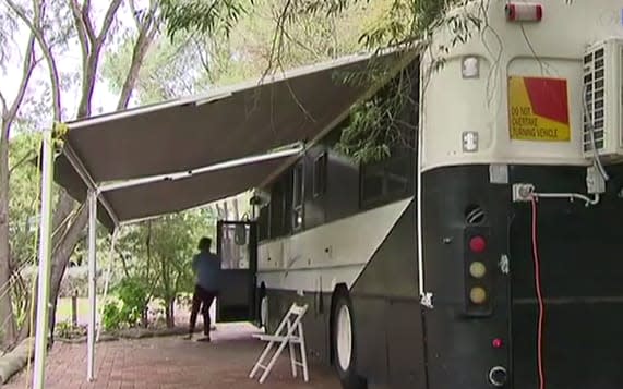 Mum-of-two Tegan Latham converted an old bus into a home for her family - Today Tonight