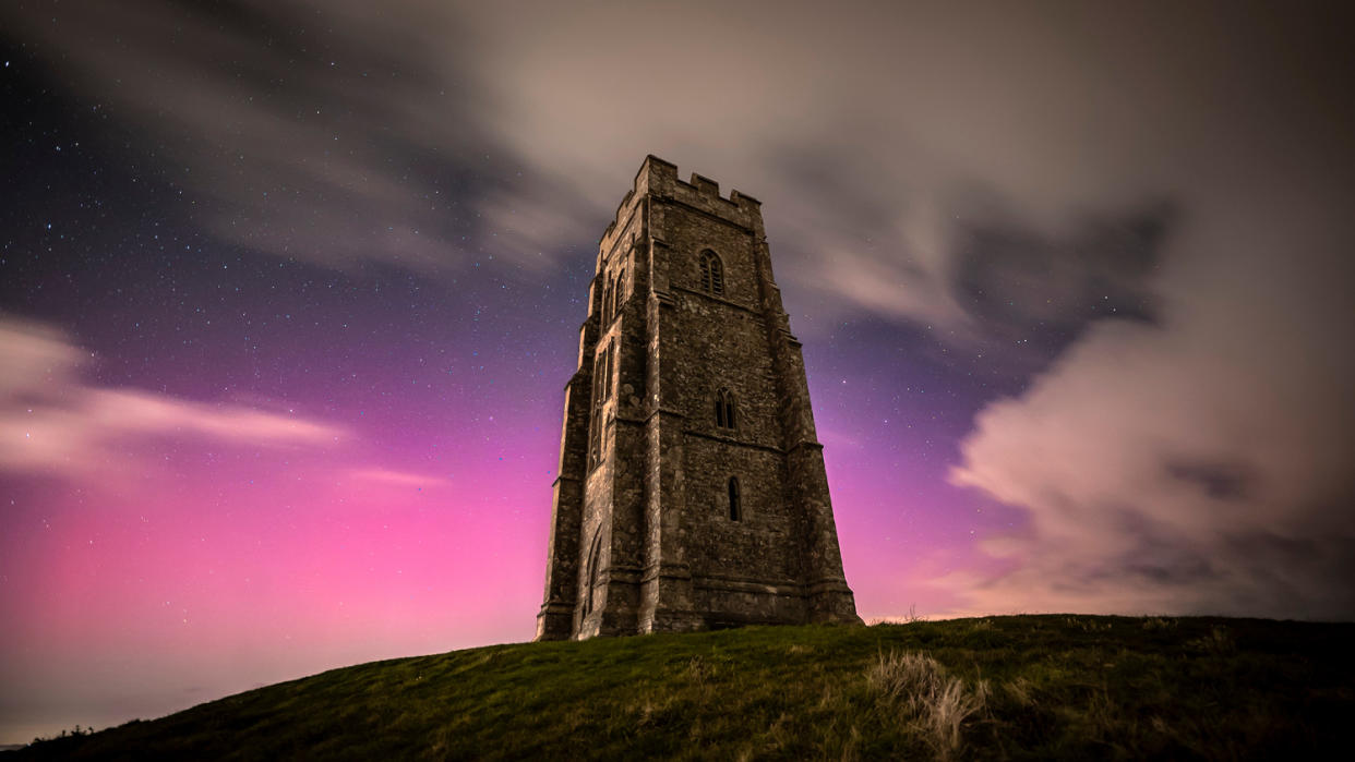  The Northern Lights captured at Glastonbury Tor in Somerset, England, in September 2023. 