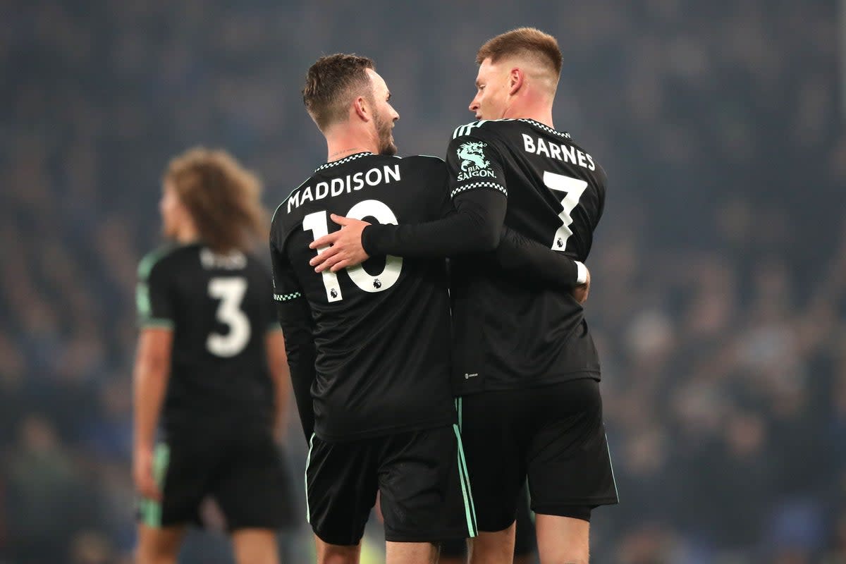 Leicester’s James Maddison (left) and Harvey Barnes (right) have been missing due to illness and a hamstring issue respectively (Isaac Parkin/PA) (PA Wire)