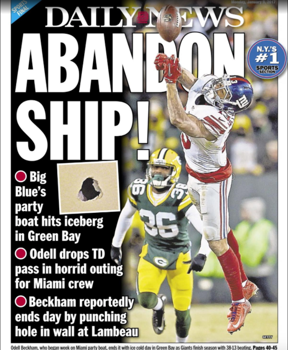 New York Daily News Giants Cover