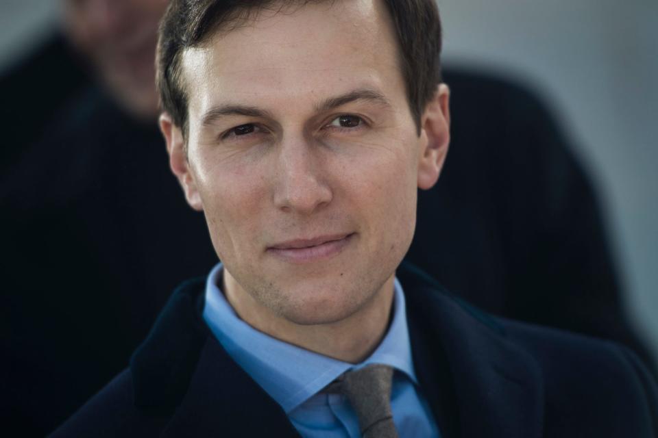 Jared Kushner listens on stage at the Lincoln Memorial during a pre-Inaugural "Make America Great Again! Welcome Celebration" in Washington, DC on Thursday, Jan. 19, 2017.
