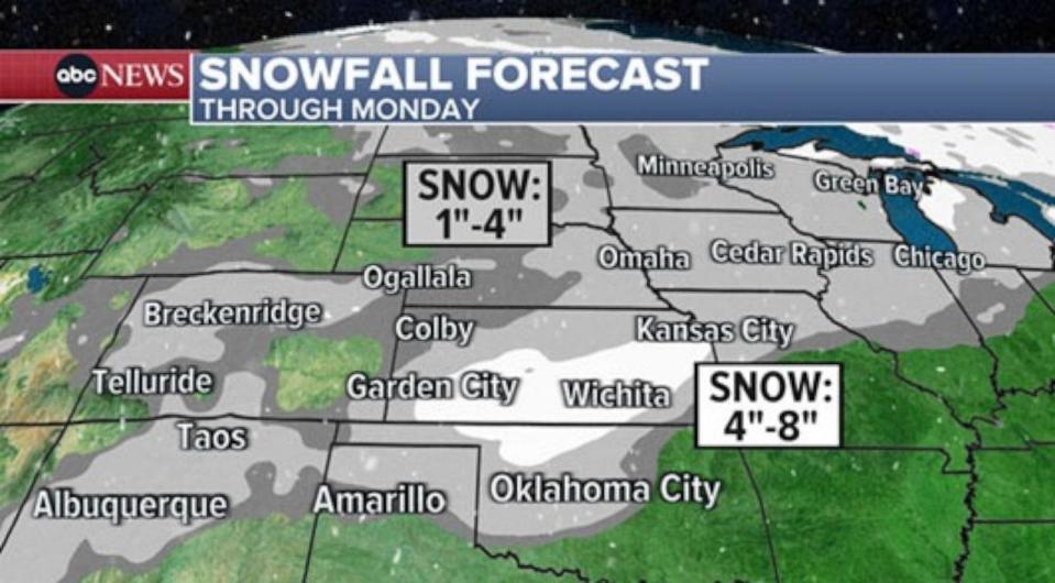 PHOTO: Snowfall forecast weather graphic (ABC News)