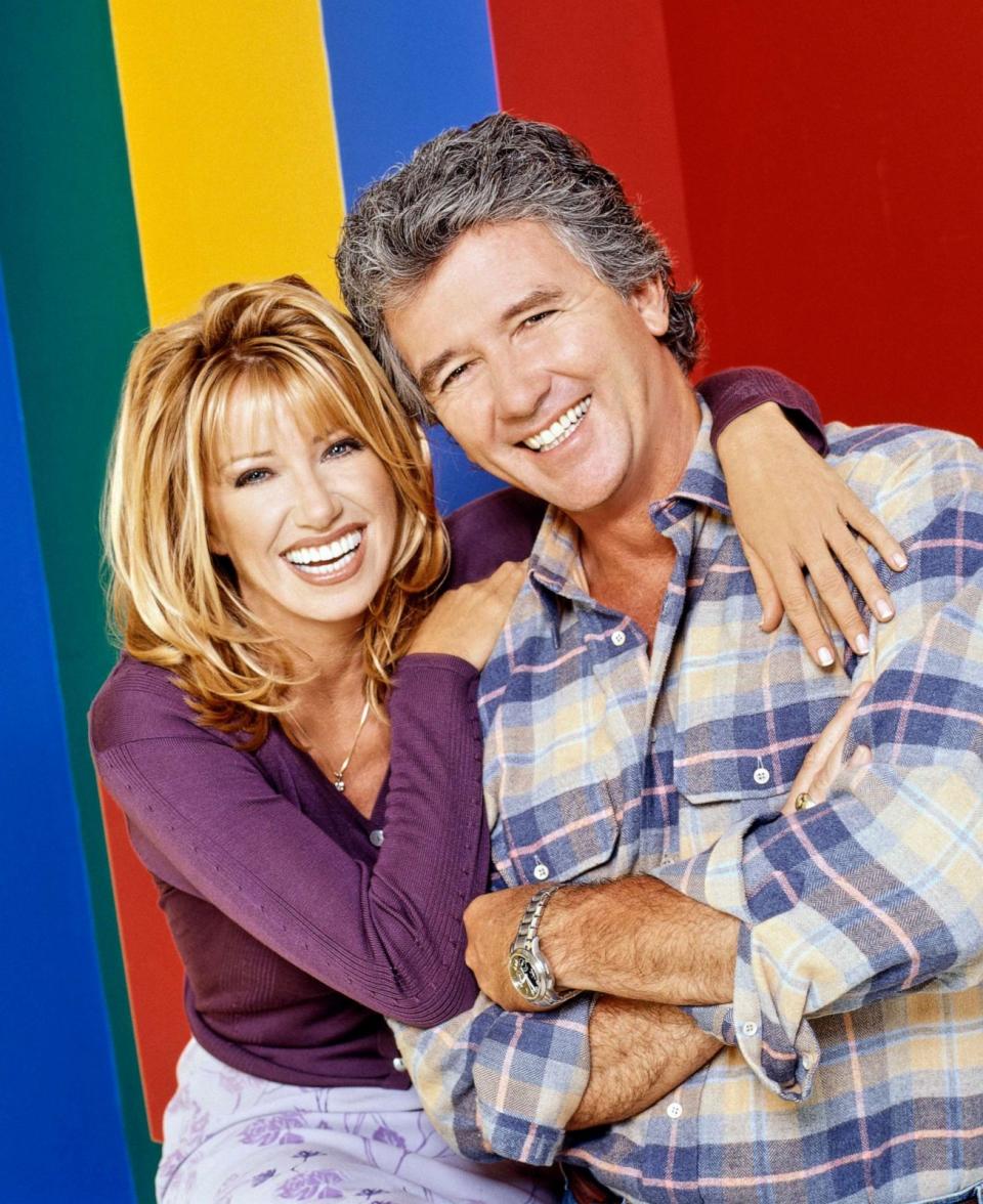 PHOTO: Suzanne Somers, as Carol Foster Lambert, and Patrick Duffy, as Frank Lambert, in a promotional photo for 'Step by Step.' (CBS via Getty Images)