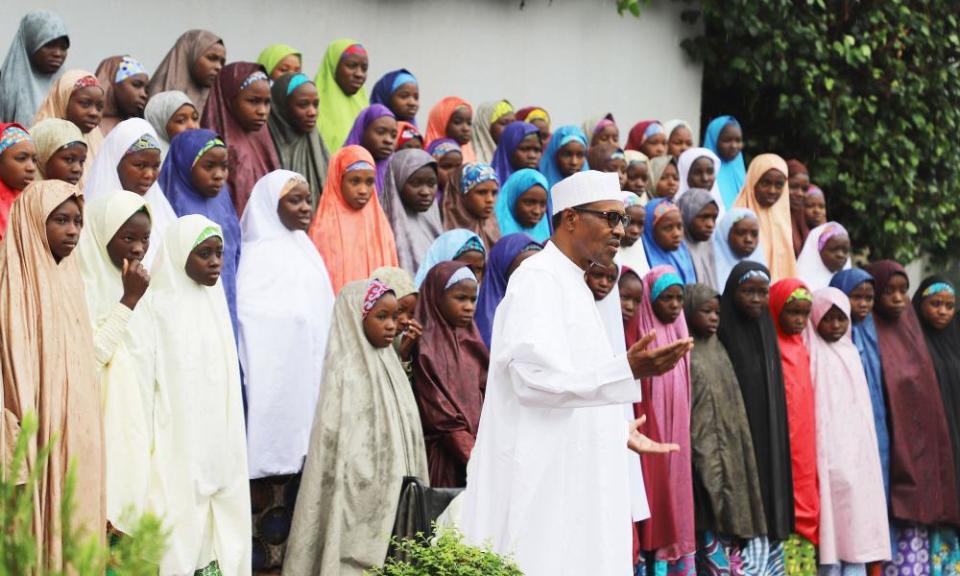 The schoolgirls were sent to meet the Nigerian president, Muhammadu Buhari, after their release.