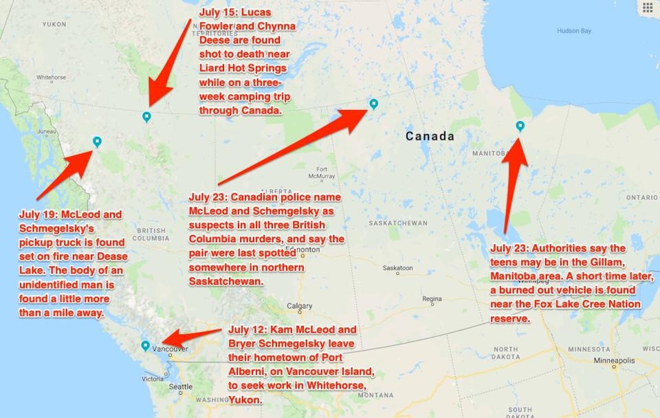 New Kam McLeod Bryer Schmegelsky map