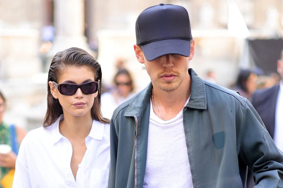 <p>Jacopo Raule/Getty Images</p> Kaia Gerber and Austin Butler attend the Valentino Womenswear Spring/Summer 2024 show as part of Paris Fashion Week  on October 01, 2023 in Paris, France. 