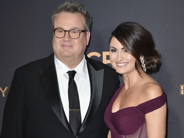 <p>David Crotty/Patrick McMullan/Getty</p> Eric Stonestreet and Lindsay Schweitzer attend the 69th Annual Primetime Emmy Awards in September 2017 in Los Angeles, California