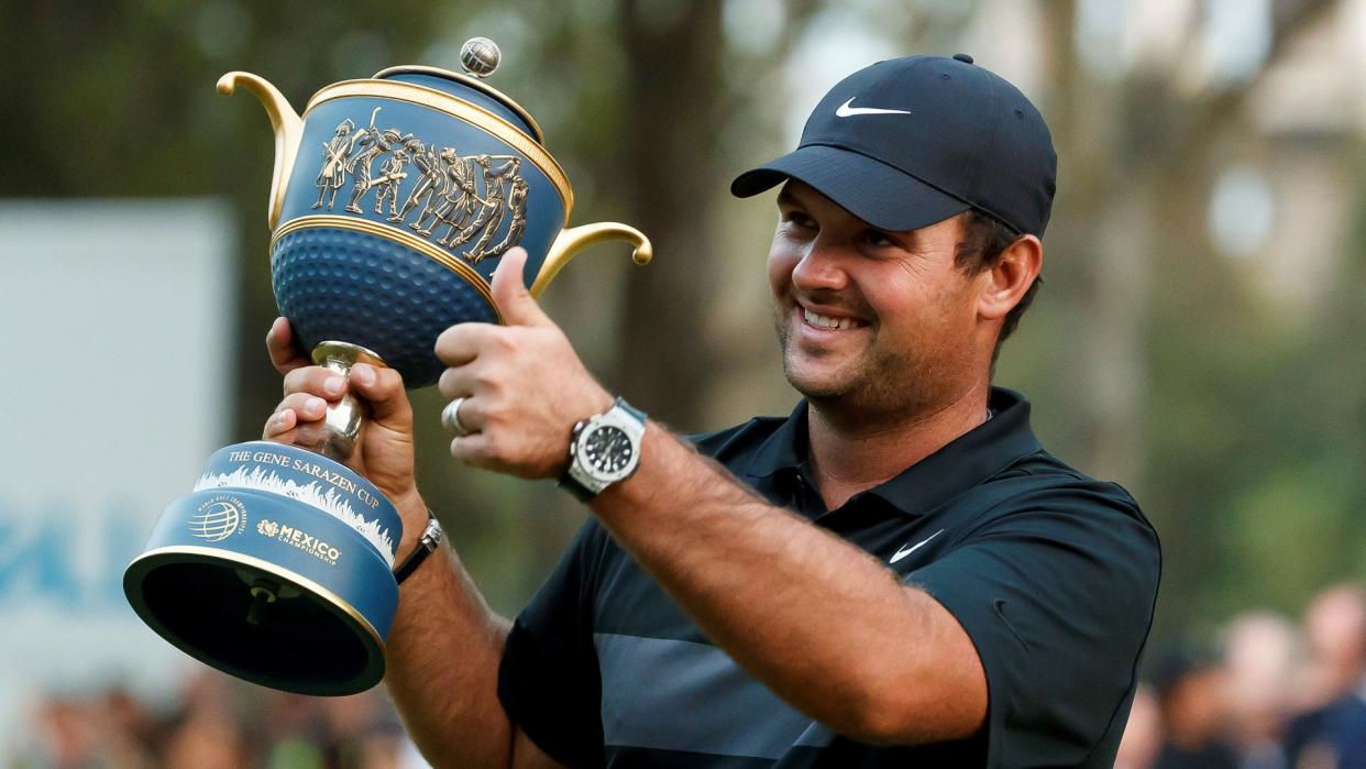 Mandatory Credit: Photo by Jose Mendez/EPA-EFE/Shutterstock (10565387a)Patrick Reed of the USA celebrates winning first place in the PGA World Golf Championship (WCG) tournament at the Chapultepec Golf Club in Mexico City, Mexico 23 February 2020.