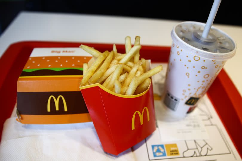 Big Mac combo is seen on McDonald's restaurant table.