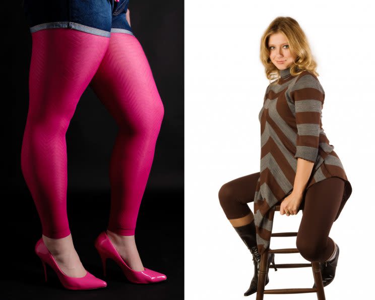 Hier werben Übergrößen-Models für Leggings. (Symbolbild: ddp Images)