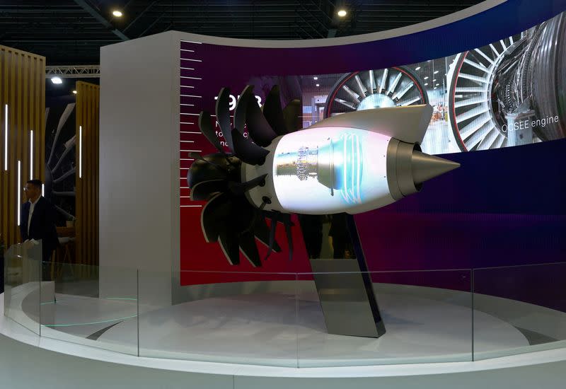FILE PHOTO: A view of the GE Aerospace booth at Changi Exhibition Centre in Singapore