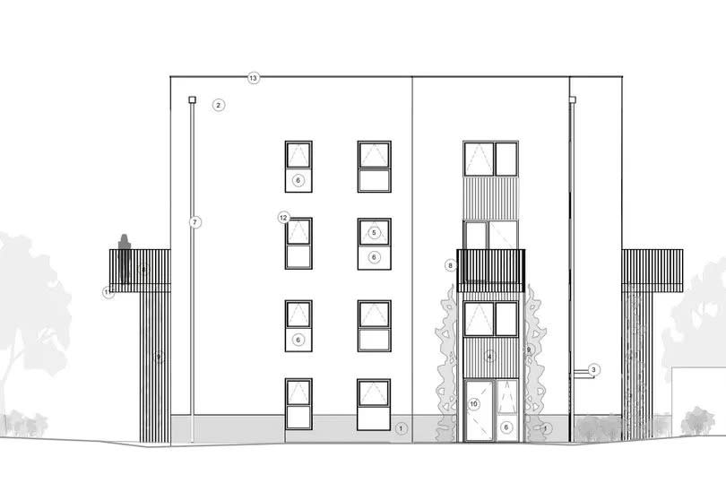 Drawing of upgrades to Lune and Derby House blocks of flats, Lancaster