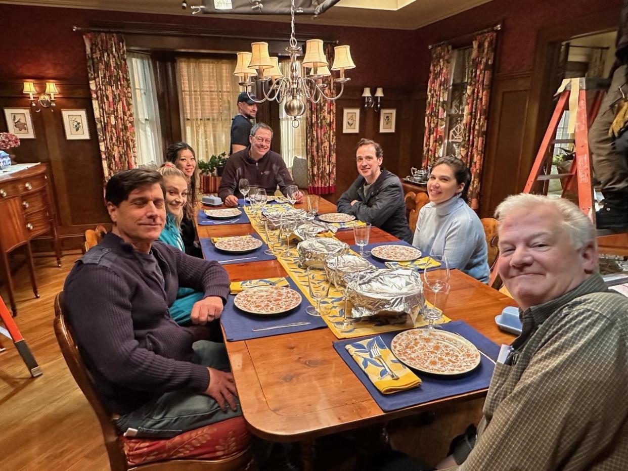 Stephen Medwid, a Tarrytown resident, at the "Raegan family" dinner table on the CBS police drama "Blue Bloods.