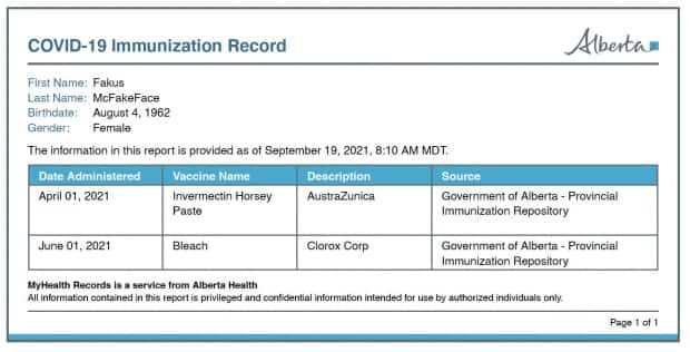 Some users discovered that Alberta's printable immunization record can easily be edited, which prompted concerns that one can create a fake version. (Dan Shugar - image credit)