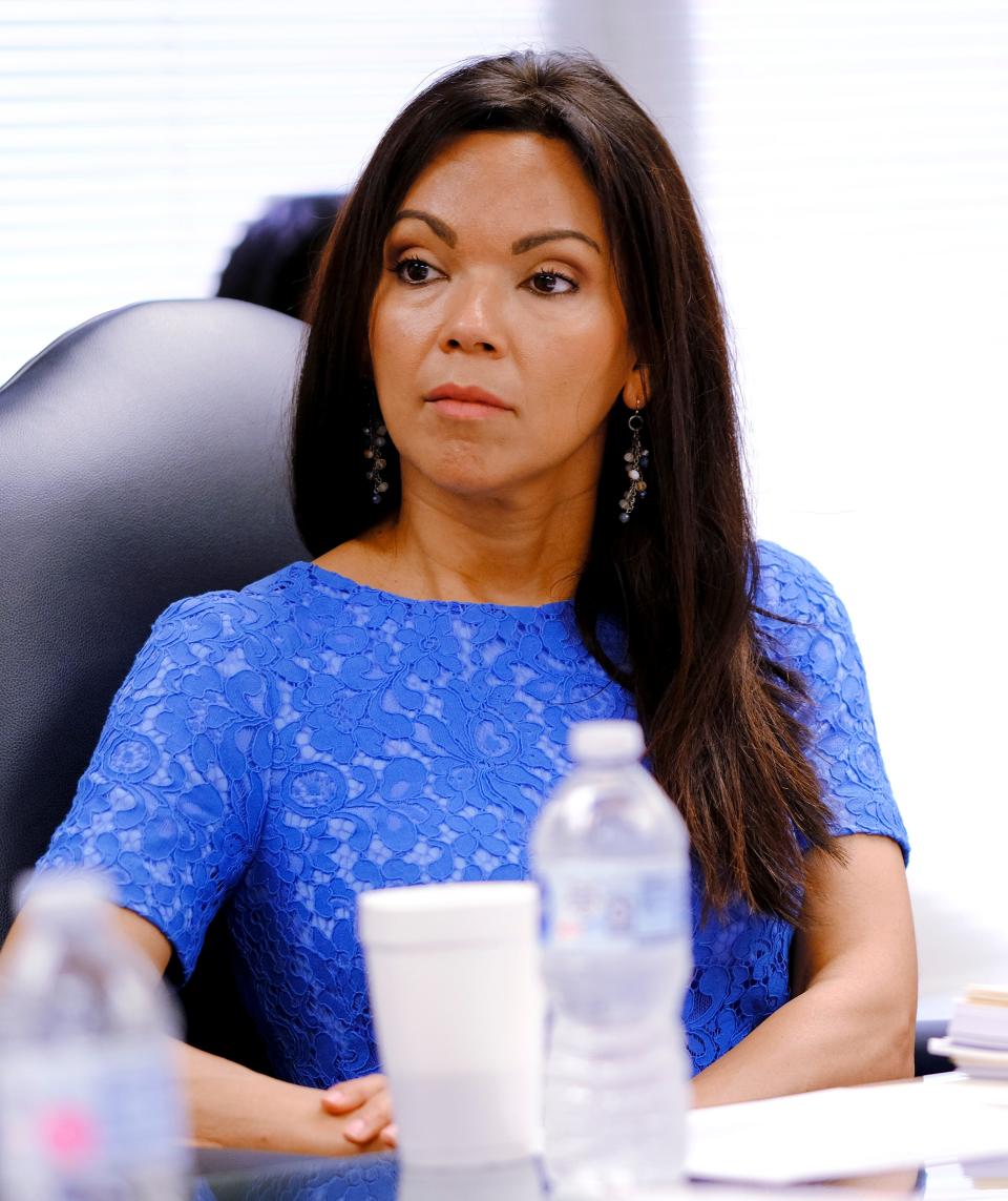 Oklahoma State Board of Education member Estela Hernandez listens June 24, 2021, during a meeting.