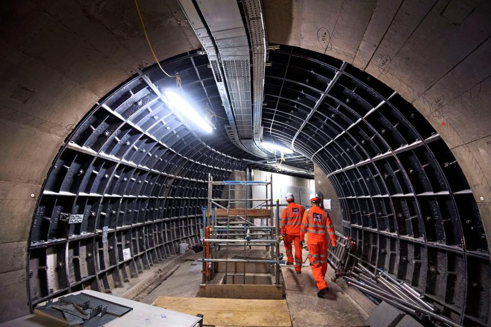 A walkway for the new Elizabeth Line at Bond Street Station PA