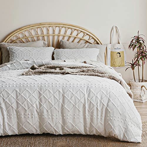 ATsense Duvet Cover King Size, 100% Washed Cotton Linen Feel Super Soft  Comfortable, 3-Piece White D…See more ATsense Duvet Cover King Size, 100%