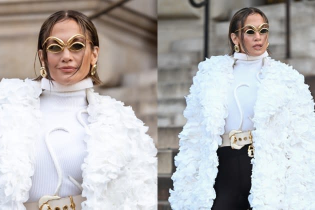 Jennifer Lopez Goes Avant-garde in Coat Crafted From Real Rose Petals ...