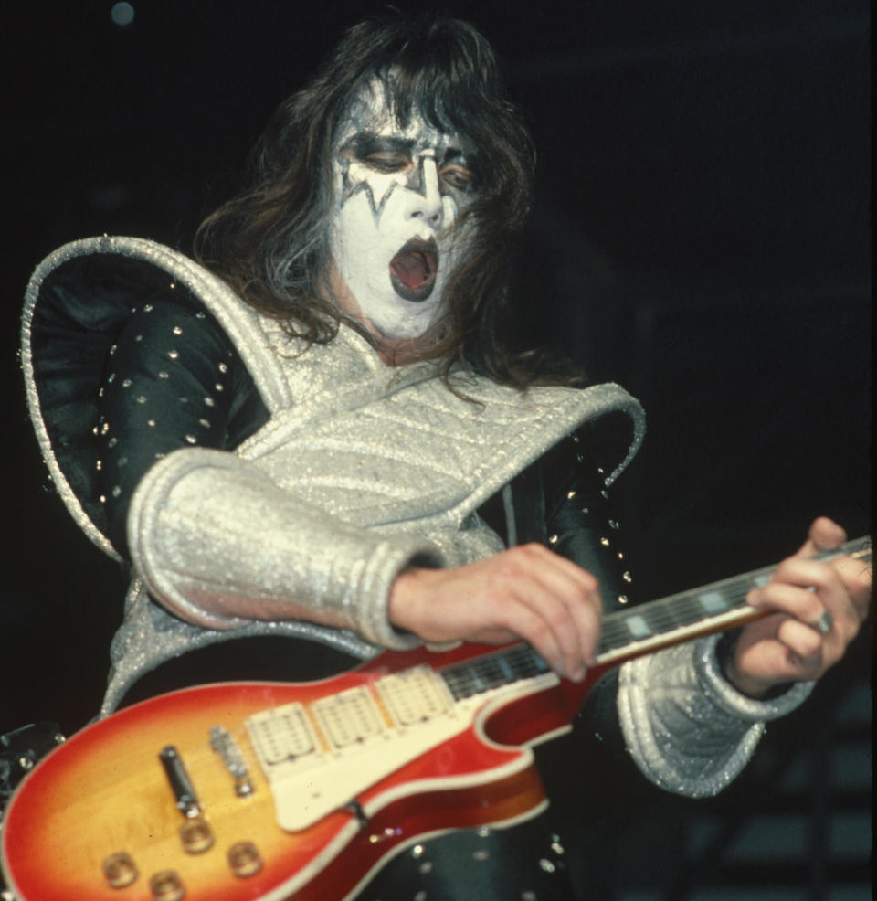 Ace Frehley performs live onstage with Kiss in 1978