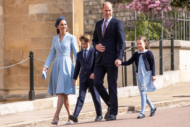 <p>Jeff Gilbert-WPA Pool/Getty</p> Prince William, Duke of Cambridge, Catherine, Duchess of Cambridge attend the Easter Matins Service at St George's Chapel at Windsor Castle on April 17, 2022 in Windsor, England.