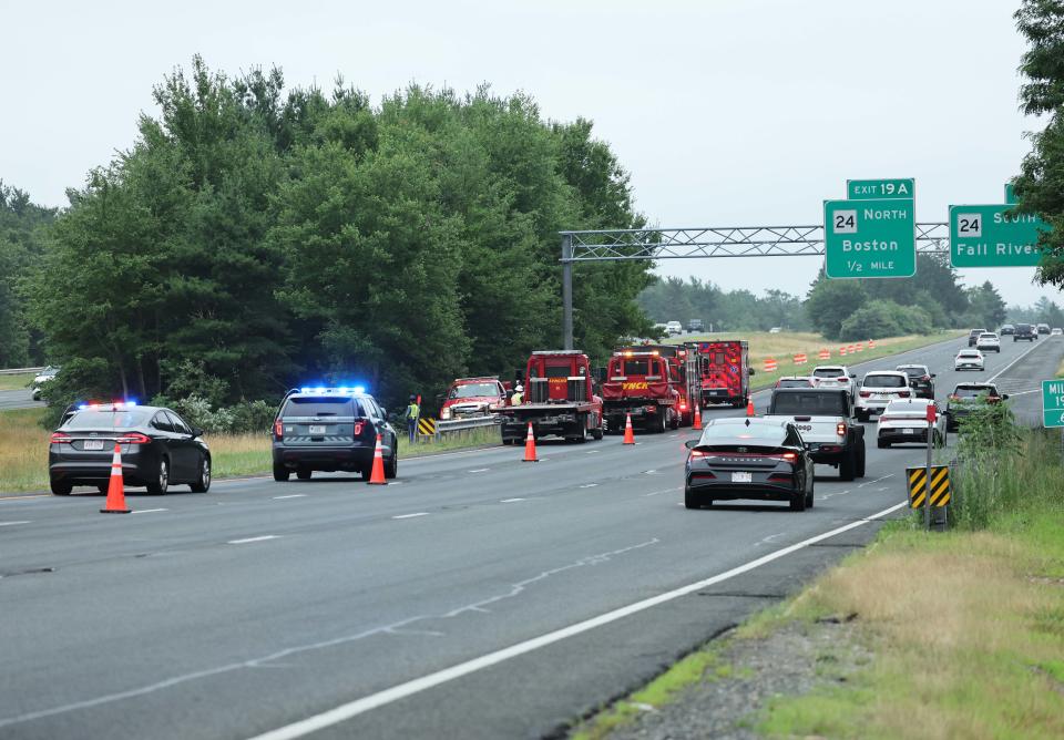 One person died in a single-vehicle crash on Interstate 495 South, prior to Route 24 North, in Raynham on Saturday, July 6, 2024.