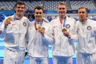 Swimming - Men's 4 x 100m Freestyle Relay - Medal Ceremony