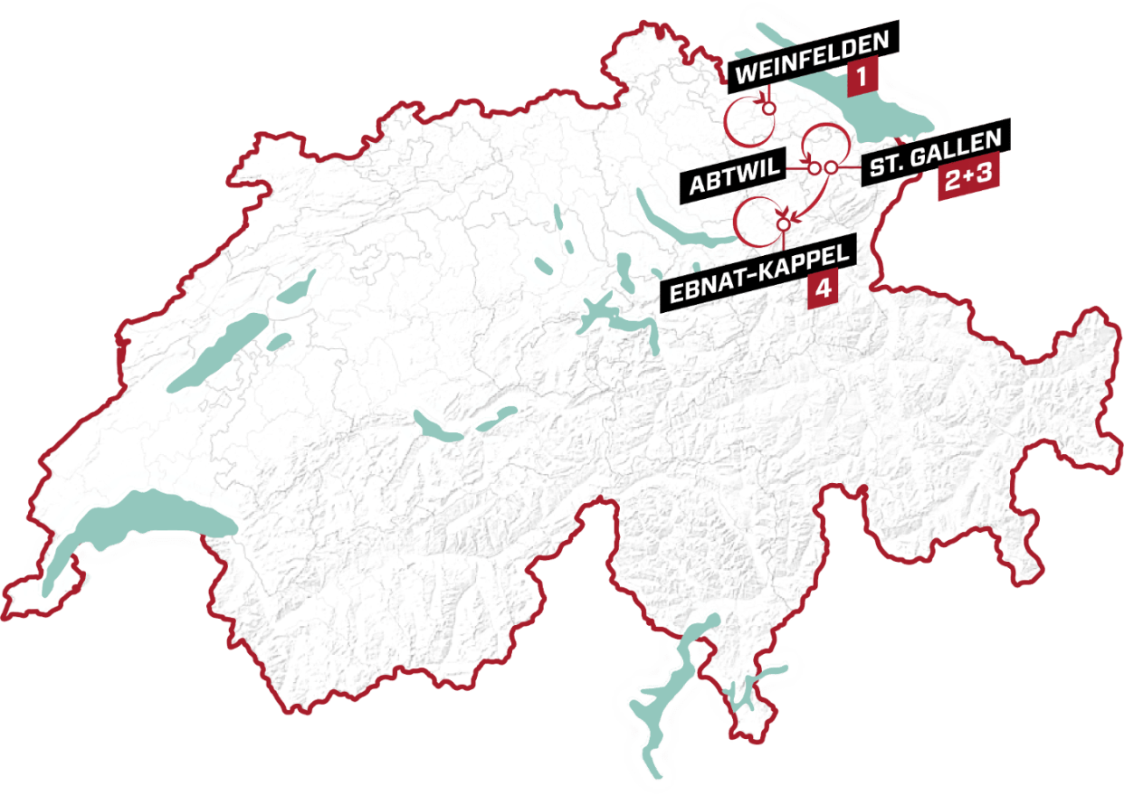  Overall route map for 2023 Tour de Suisse Women  