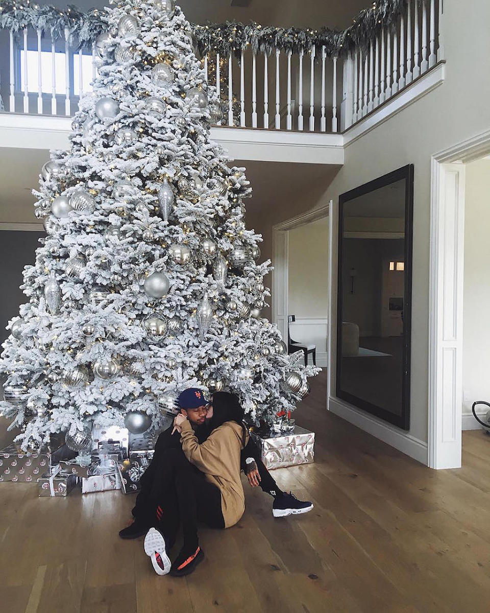 <p>Later, the reality star shared a pic of her kissing her main squeeze, Tyga, under the tree. “All I want for Christmas is you…” she wrote. (Photo: Instagram) </p>