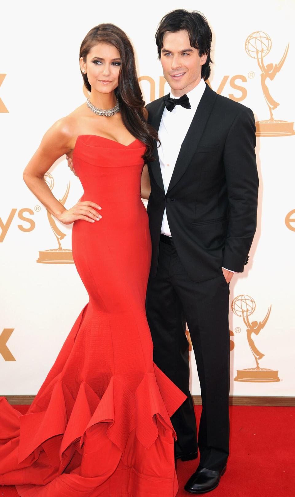 Nina Dobrev and Ian Somerhalder arrive at the 63rd Primetime Emmy Awards at Nokia Theatre L.A. Live on September 18, 2011 in Los Angeles, California