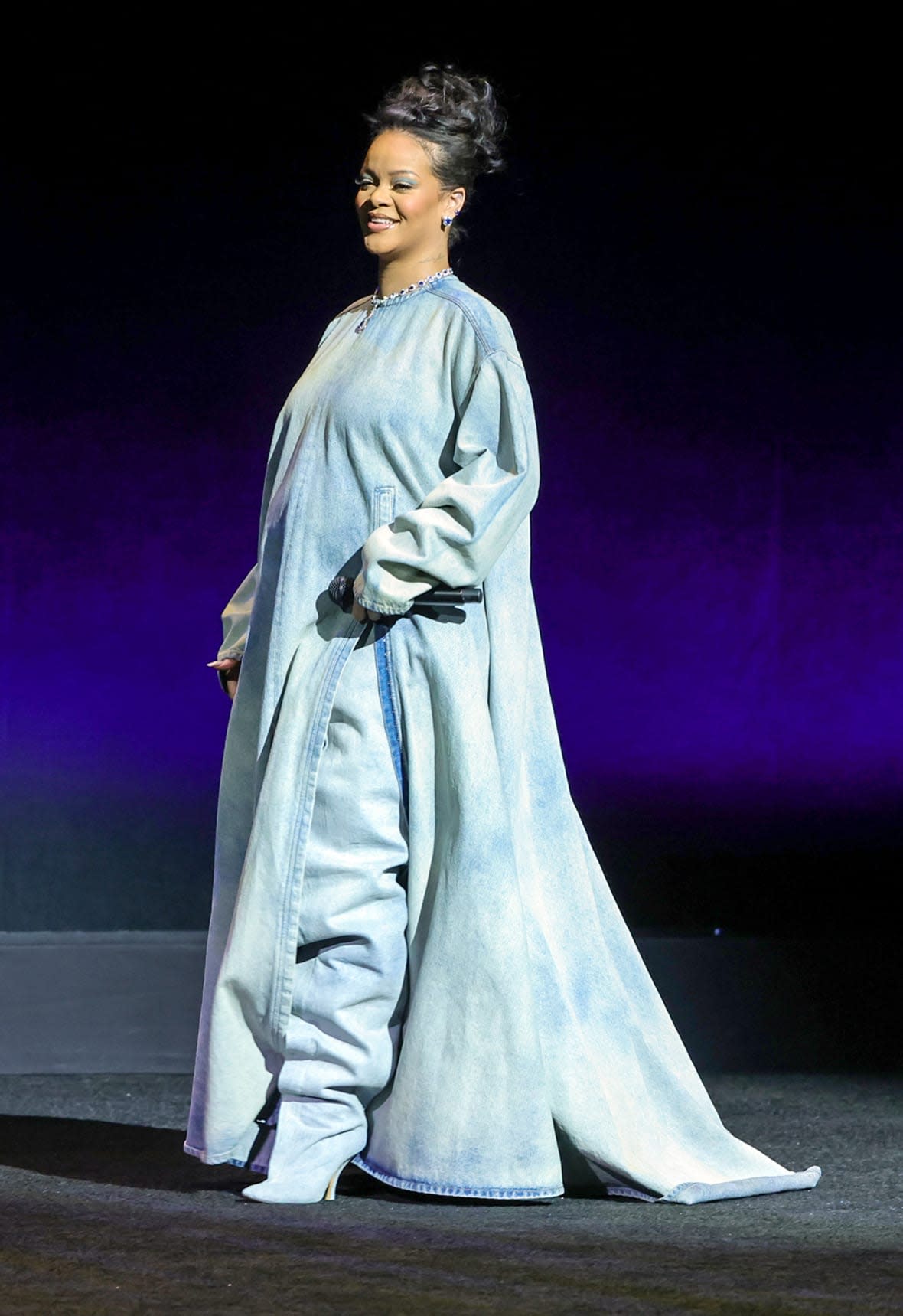 Rihanna walks onstage as she promotes the upcoming film “The Smurfs Movie” during the Paramount Pictures presentation during CinemaCon, the official convention of the National Association of Theatre Owners, at The Colosseum at Caesars Palace on April 27, 2023 in Las Vegas, Nevada. (Photo by Ethan Miller/Getty Images)