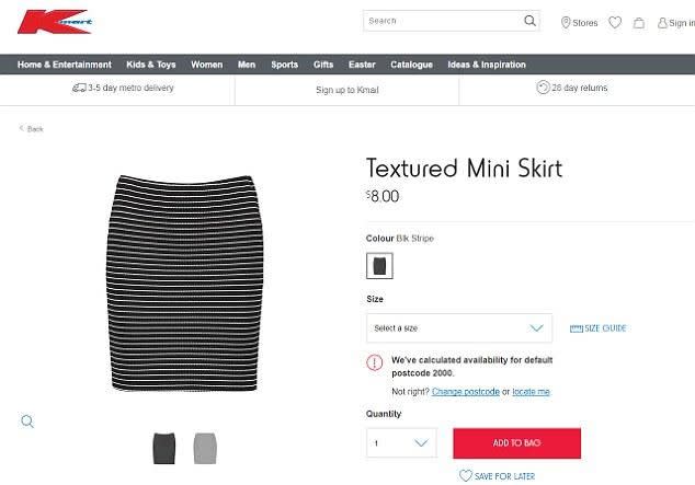 The skirt is sold for $8 at Kmart. Photo: Kmart Australia