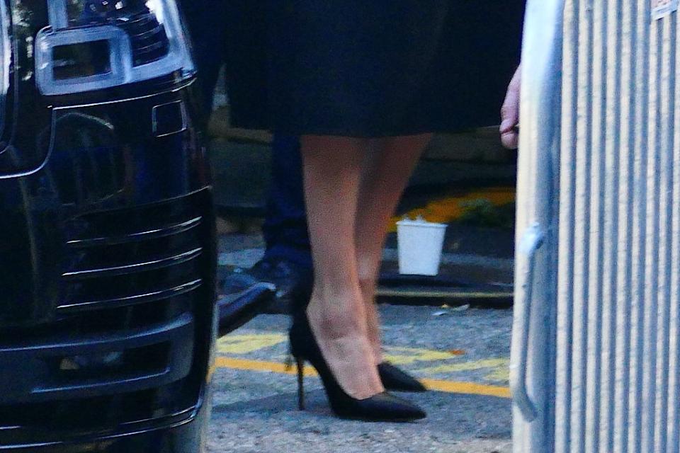 A closer look at Markle’s pumps. - Credit: Brian Prahl/MEGA