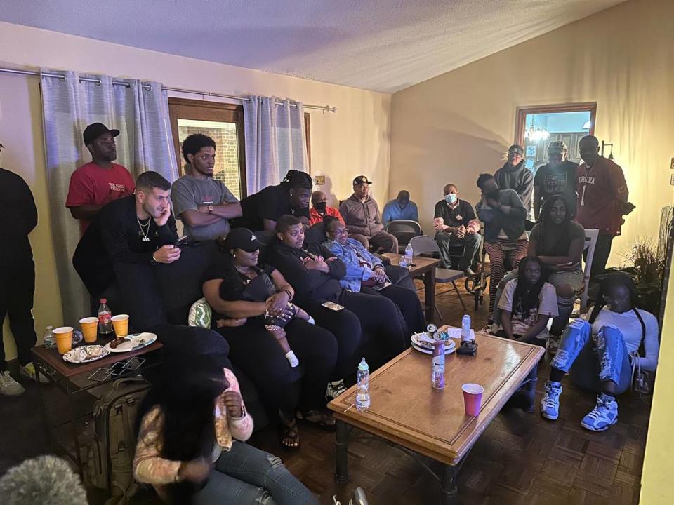 South Carolina cornerback Cam Smith leans against the couch during the first round of the NFL Draft on Thursday night. Smith went unselected on the first night of the draft.