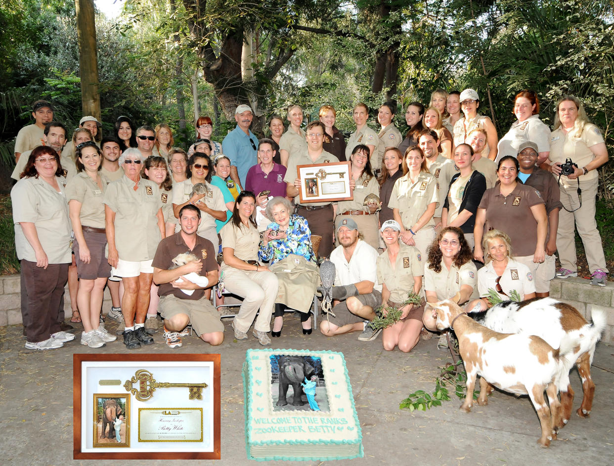 The Los Angeles chapter of the American Association of Zoo Keepers made Betty White an honorary zookeeper in 2013.  (Courtesy the Greater Los Angeles Zoo Association)