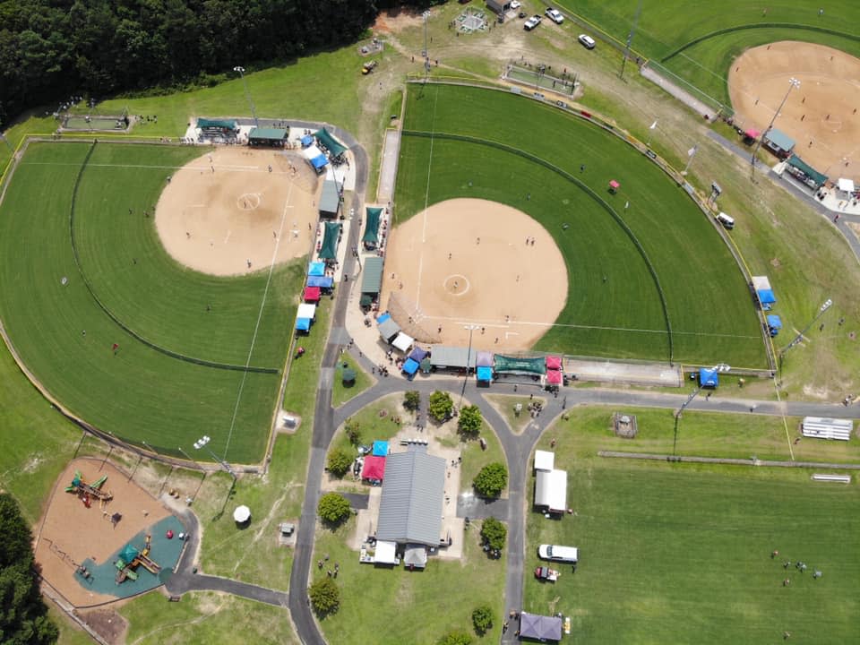 An aerial view of the JEJ Moore Athletic Complex during the 2021 Dixie Softball World Series in Prince George County.