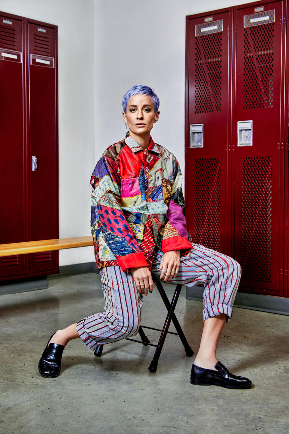 Megan Rapinoe in the locker room of the Interbay Stadium in Seattle