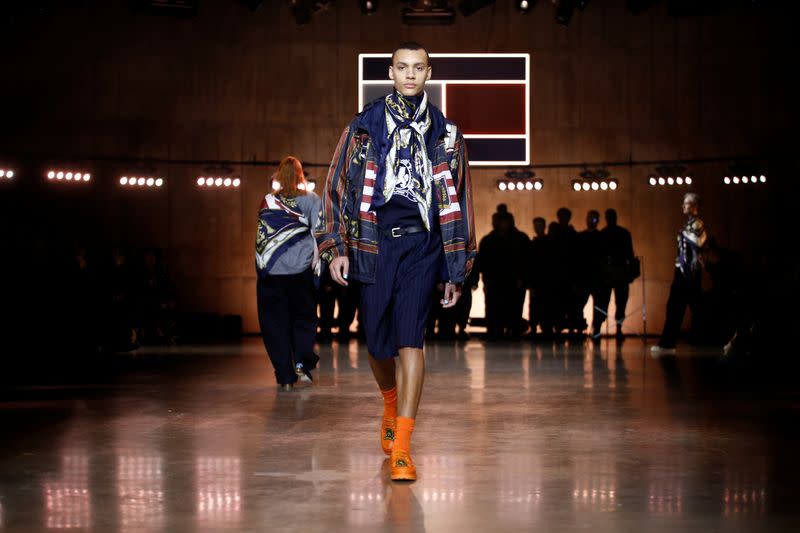 Models present creations during the Tommy Hilfiger 'TOMMYNOW Spring 2020' show during London Fashion Week in London