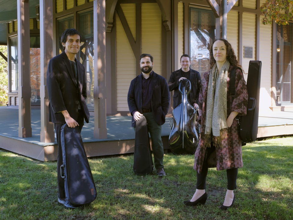 The Newport String Quartet: Ealaín McMullin and Kenneth Trotter, violin; Santiago Vazquez-Loredo, viola; Jacob MacKay, cello.