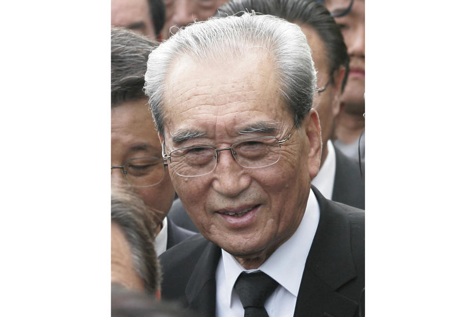 FILE - North Korean Chief delegate Kim Ki Nam leaves after paying a silent tribute for the late former South Korean President Kim Dae-jung during a memorial service at the National Assembly in Seoul, South Korea, on Aug. 21, 2009. Kim Ki Nam, a North Korean propaganda chief who helped build personality cults around the country’s three dynastic leaders, has died at 94, the North’s state media said. (AP Photo/Ahn Young-joon, File)