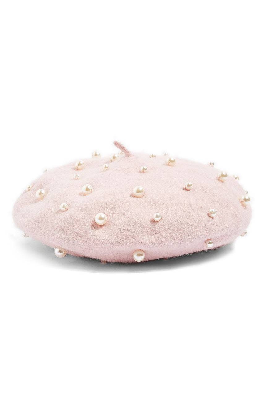 Imitation Pearl Wool Blend Beret