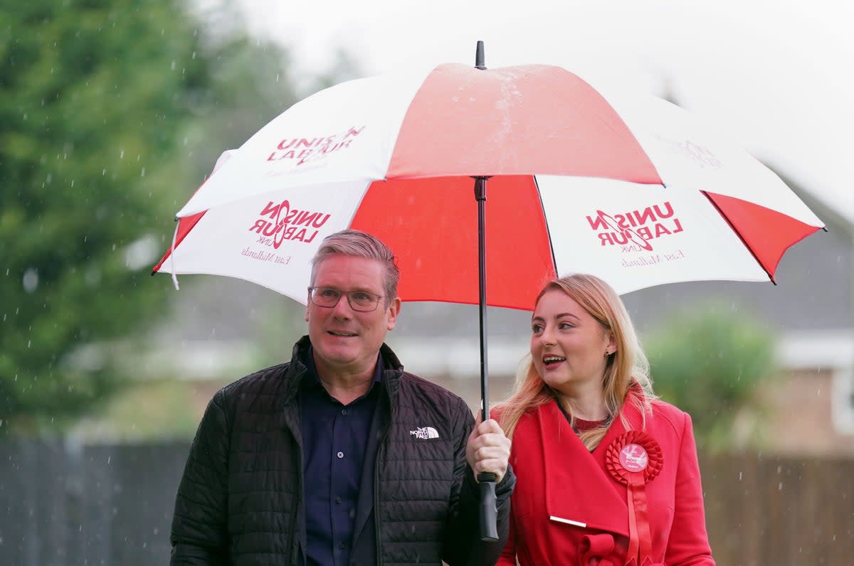 Labour leader Sir Keir Starmer campaigns with the party’s candidate Gen Kitchen (PA)