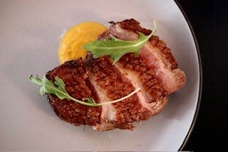 Duck a l'orange at Cape May restaurant Maison Bleue, which opened in April 2023 from owners Sandy and John Vizzone, and chefs Anthony Depasquale, and Michael Schultz..
