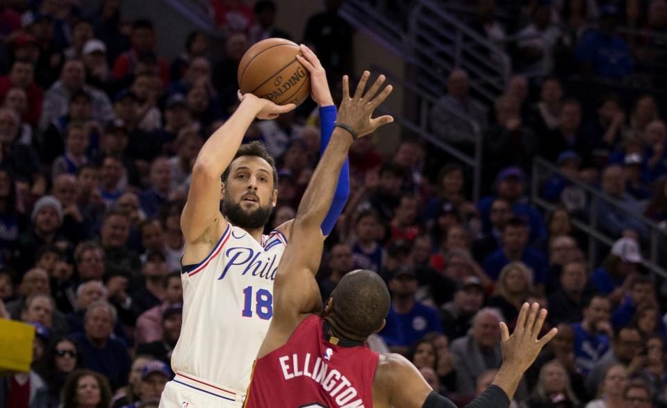 Marco Belinelli gave the 76ers new life with a beautiful turnaround buzzer beater. (Getty Images)