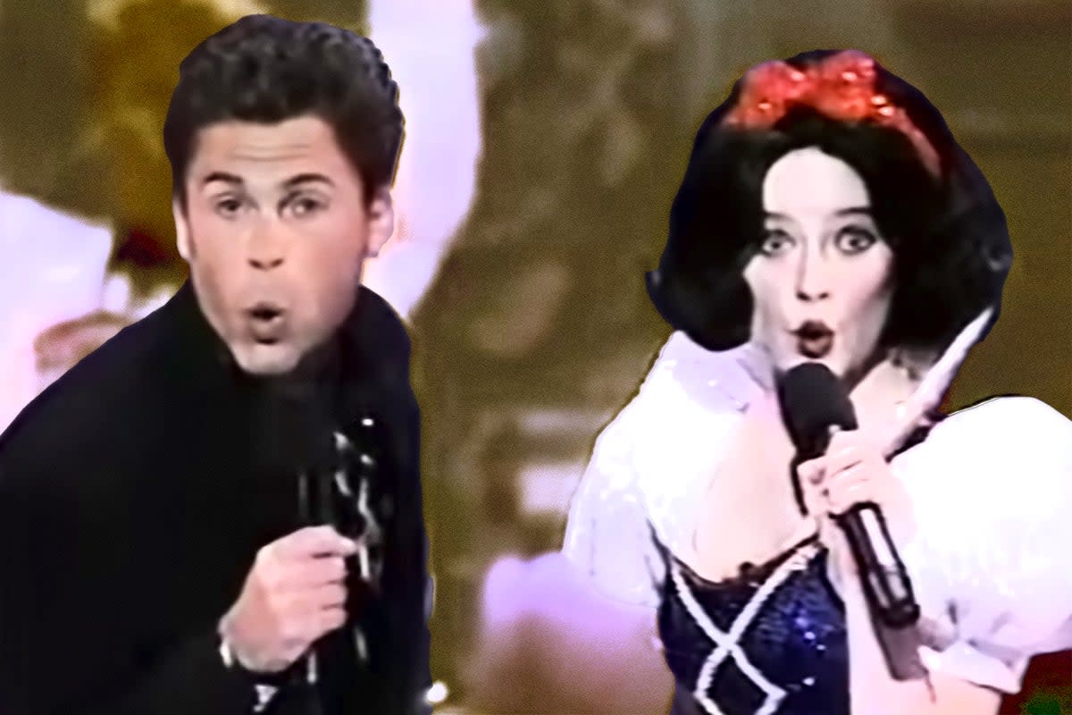 The musical number from hell: Rob Lowe and Eileen Bowman perform an infamous duet at the 1989 Oscars (Academy of Motion Picture Arts and Sciences)