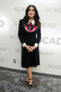 <p>Este fue el vestidito de Salma Hayek que dividió opiniones, pues muchos la compararon con una institutriz durante su paso por el festival de cine SCAD Savannah, en Georgia </p>