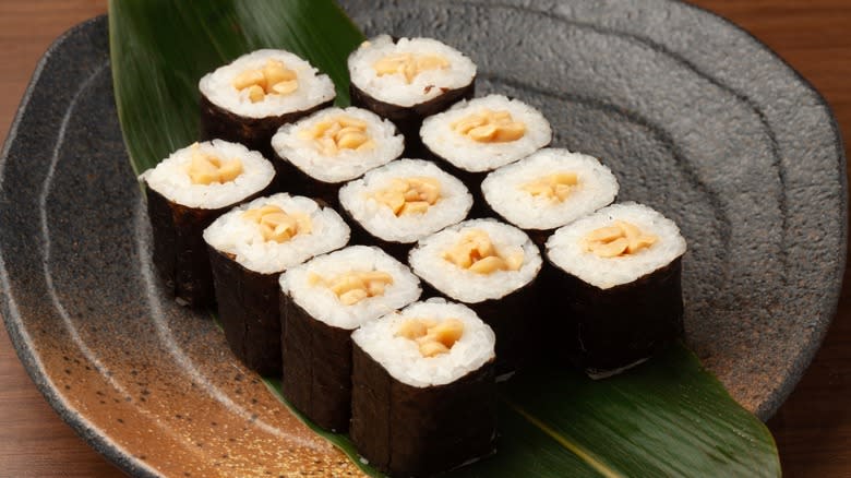 Plate of natto sushi