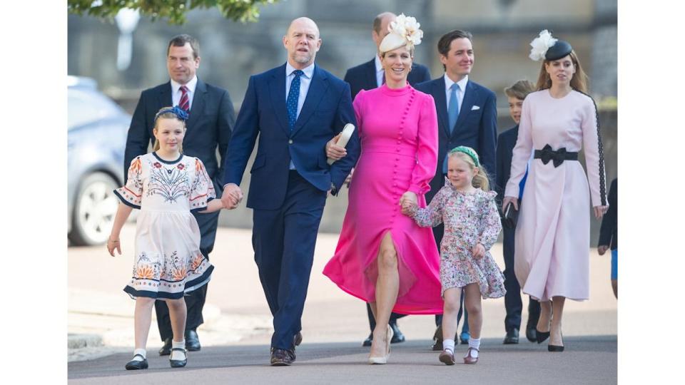 Mike and Zara Tindall attend Easter Sunday service with Mia and Lena