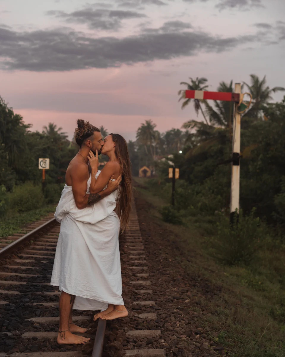 Silke Muys, 31, and Kieran Shannon, 29, are on a ten year honeymoon funded by selling steamy naked photos. (Kieran Shannon/ SWNS) 