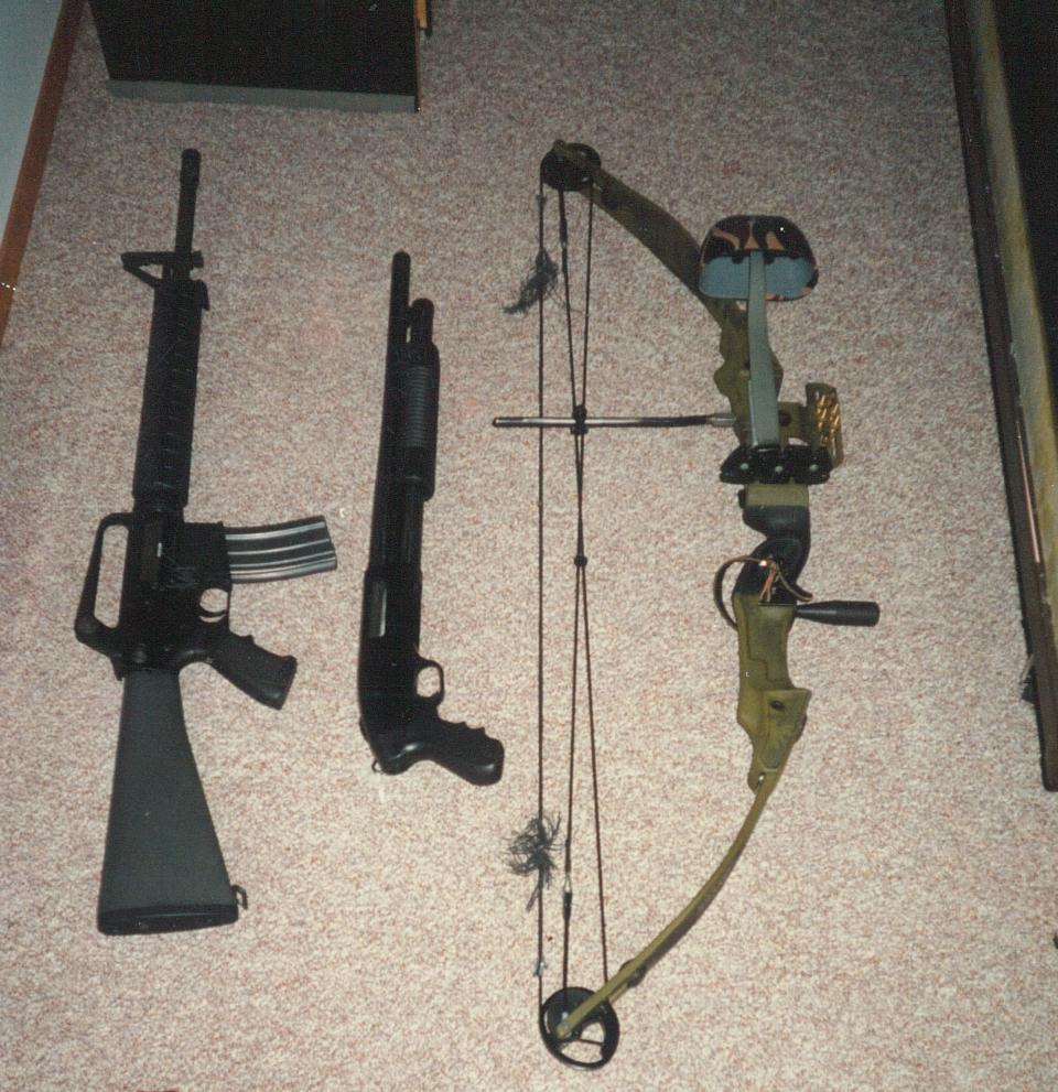 Chuck Leek’s old weapon arsenal included an AR-15 rifle, a Mossberg pistol-grip shotgun and a bow. (Photo: Chuck Leek)